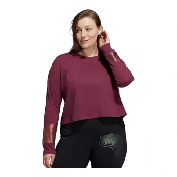 Adidas Holiday Graphics Crop Long Sleeve Tee - Picture 1 of 7